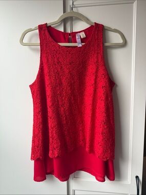Alya Red Lace Overlay Sleeveless Camisole